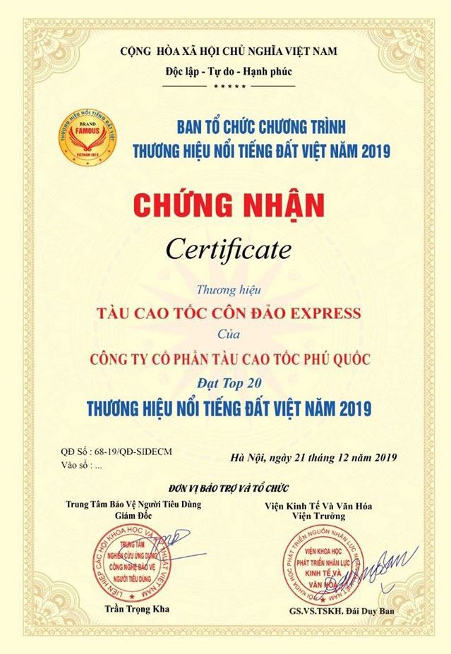 Thương Hiệu Nổi Tiếng Đất Việt 2019
